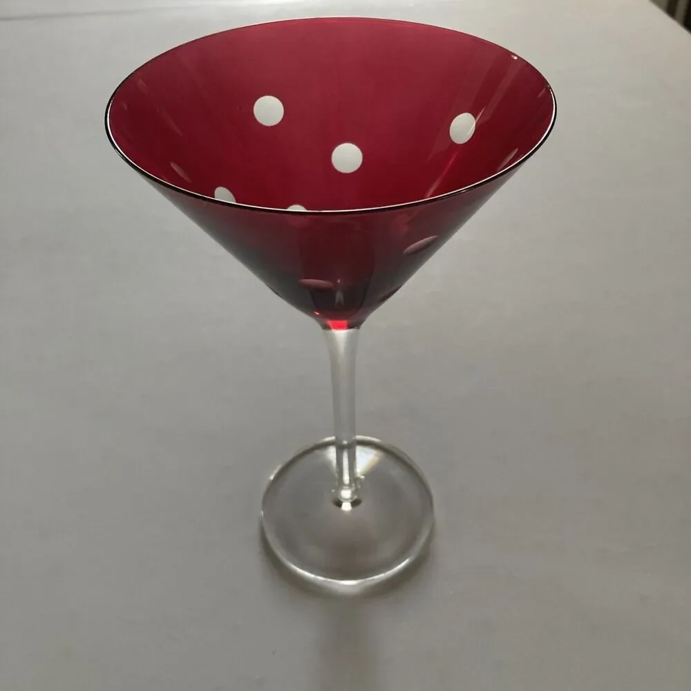 Unbranded Wine Glass Red Polka Dot Glass Excellent Condition